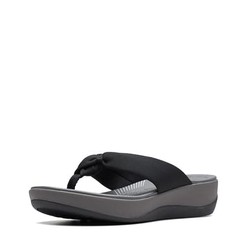 Clarks Women's Arla Glison Flip-Flop, black fabric, 8 Medium US