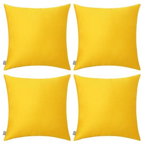 Thmyo 4-Pack 100% Cotton Comfortable Solid Decorative Throw Pillow Cases Square Cushion Covers Sublimation Blank DIY Throw Pillowcase (Only Pillow Covers No Inserts)(18x18 inch/45x45cm,Yellow)
