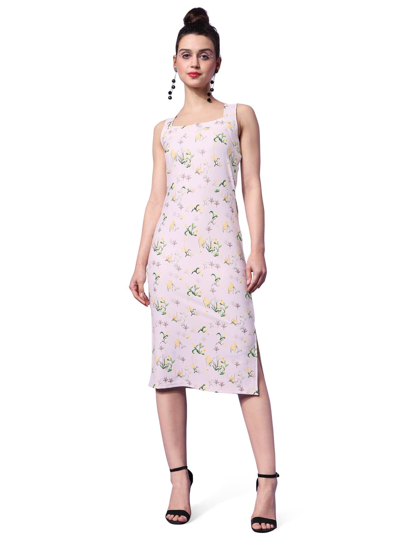 PURVAJA Women’s Bodycon Knee Length Dress (Wini-021-Tulip_Off White_Small)
