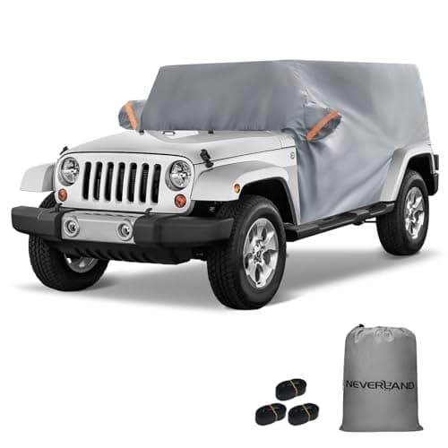 NEVERLAND Cab Cover for 1987-2026 Jeep Wrangler JK JL TJ YJ CJ 2 Door, Waterproof Jeep Wrangler Half Covers 2 Door with Trunk Zipper All Weather Sun Rain Snow UV Protection
