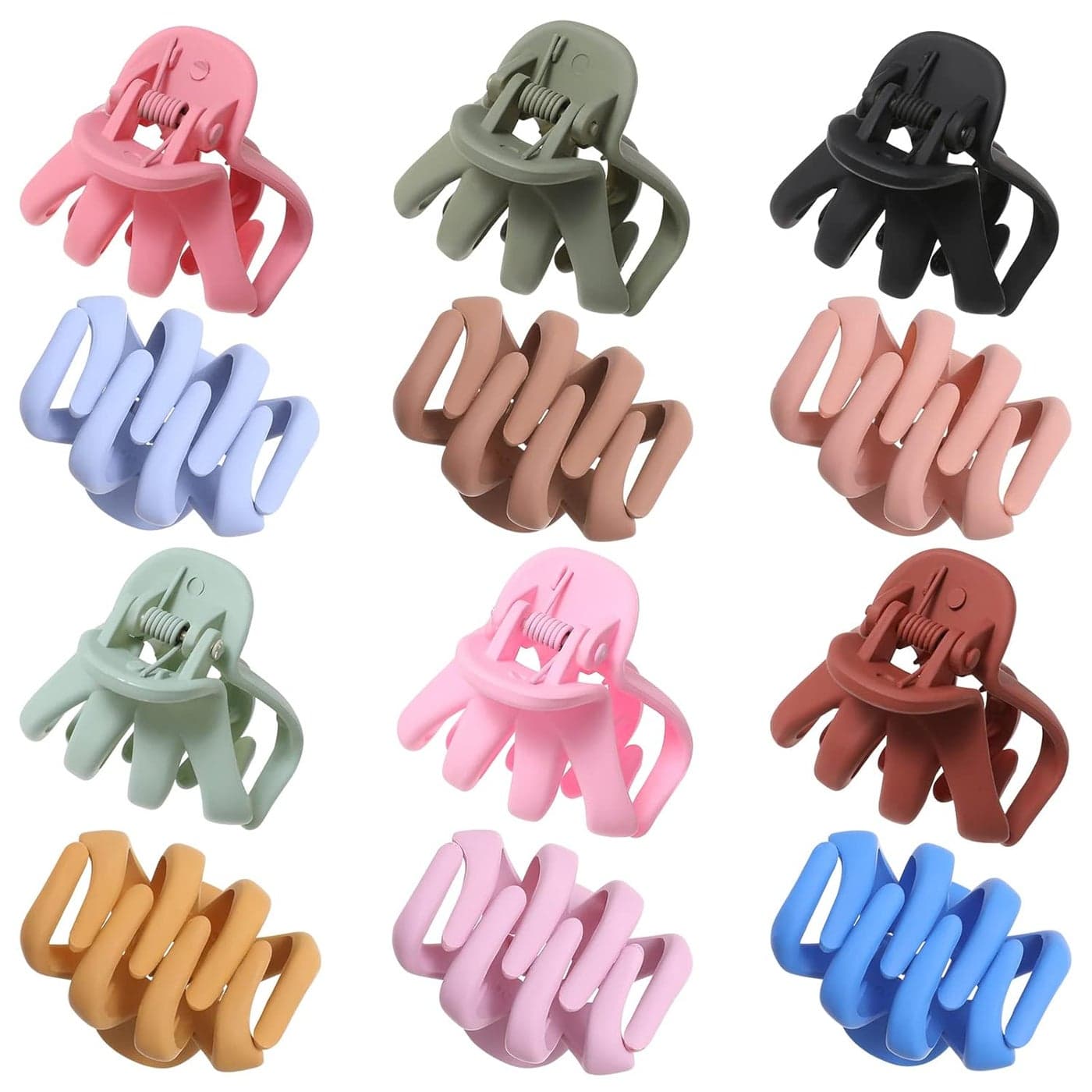 12 Pcs Small Octopus Claw Clips for Women 157 Inches NoSlip Jaw Clips Strong Hold Clamps for Thin and Thick Hair Multicolor1 Matte Finish