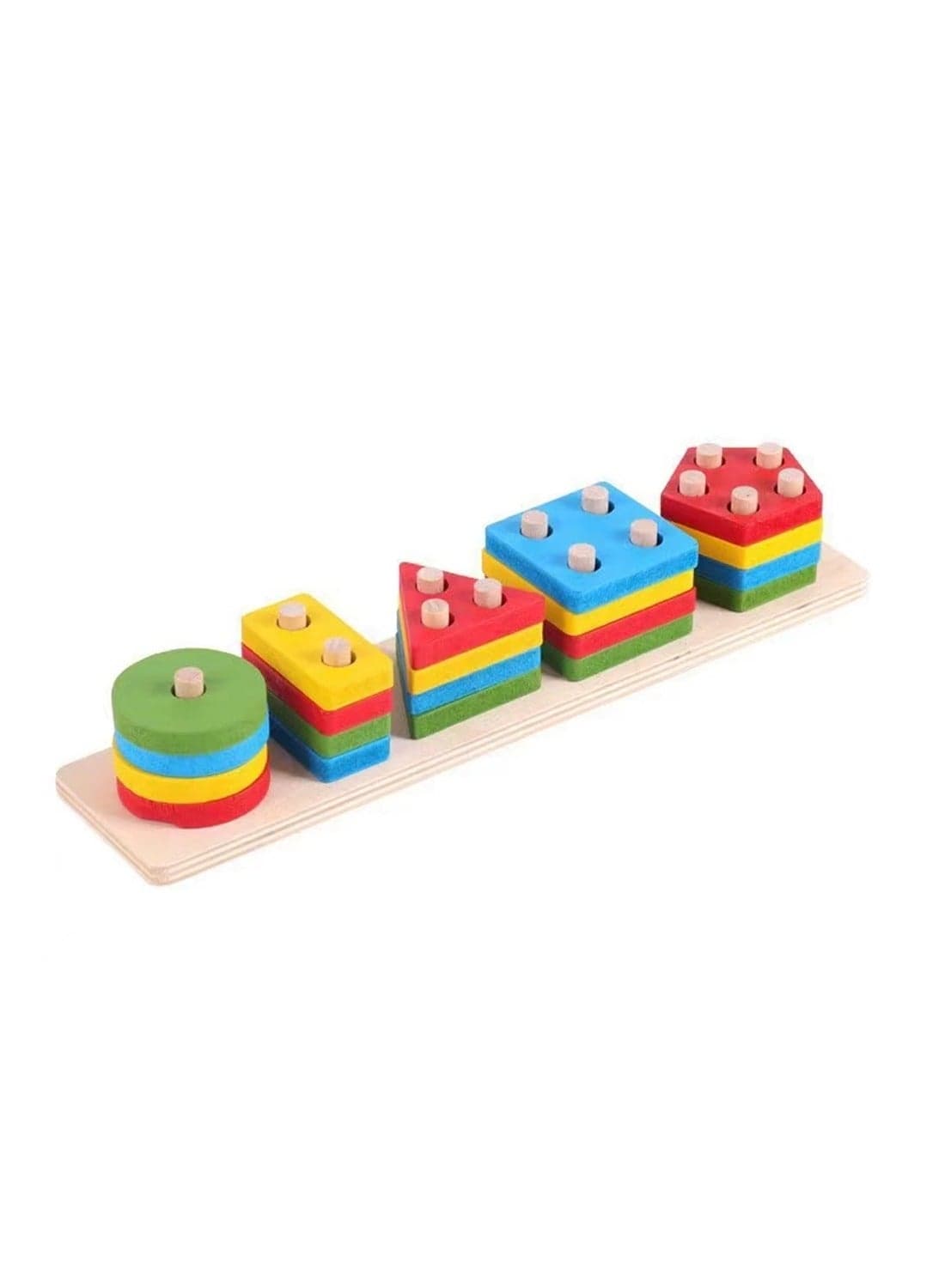 Wooden Shape Color Recognition Preschool Stacking Sorting Toy, Montessori Educational Toy for 1+ Years Old