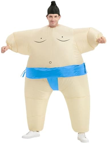 JYZCOS Inflatable Adult Sumo Wrestler Suits Wrestling Fancy Dress Halloween Costume One Size Fits Most Blue Adult