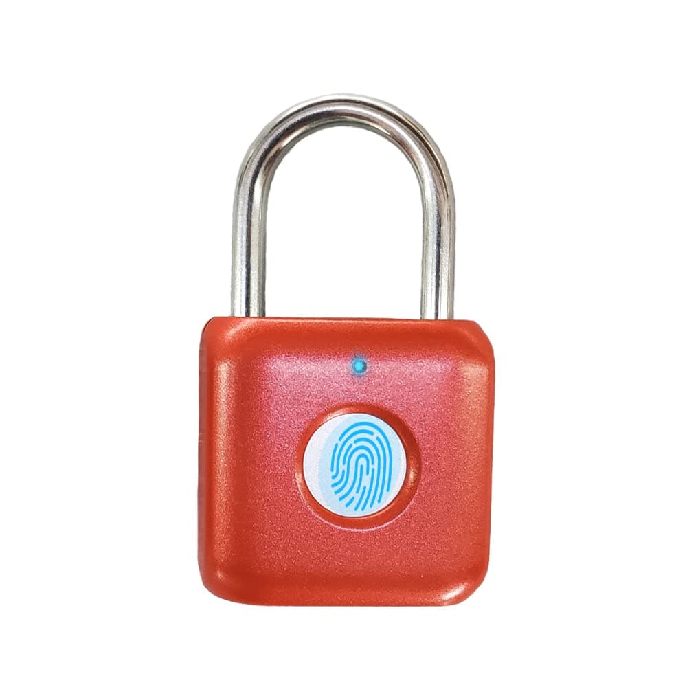 Fingerprint Padlock eLinkSmart Digital Padlock Locker Lock Metal Keyless Thumbprint Lock for Gym Locker School Locker Backpack Suitcase Luggage Red