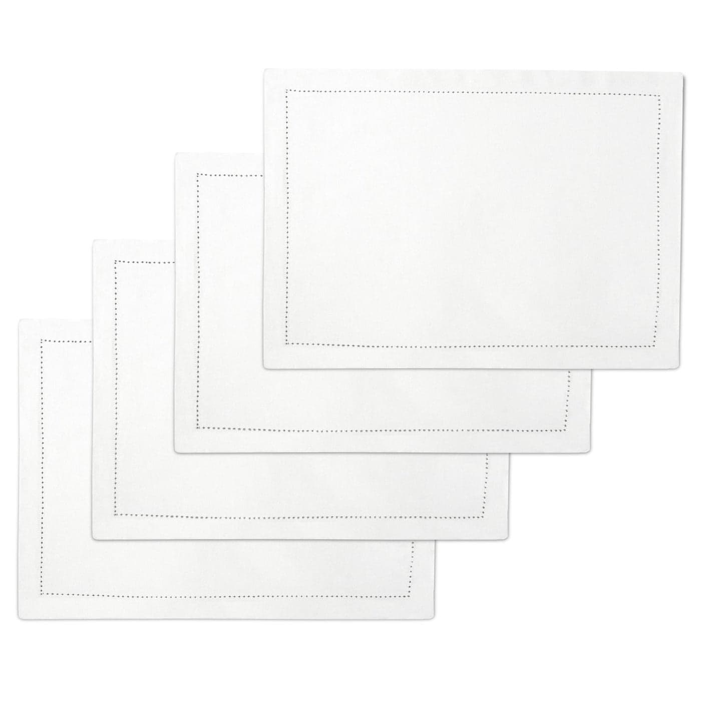 Encasa Homes 100 Pure Cotton Hemstitched Dining Table Placemats of Size 19 x 13 inch Rectangular White Set of 4 Perfect for Party Home Cafes Restaurant Hotels Machine Washable