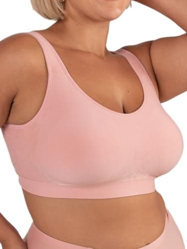 SHAPERMINT Bras for Women No Underwire - Seamless Bras for Women, Wireless Bra, Adjustable Plus Size Bra Rose Tan