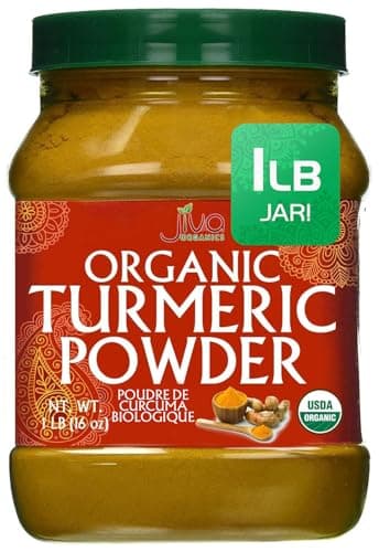 Organic Turmeric Powder 1 Pound Jar by Jiva Organics 100 Raw with Curcumin Lab Tested Reports Available Raw from India