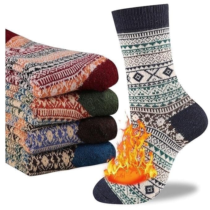 ELEG & STILANCE Women’s & Men’s Winter Woolen Warm Socks | Thick Knitted Thermal Crew Socks | Soft Cozy Wool Blend Socks for Cold Weather (IN, Alpha, Free Size, 2, Design 2)