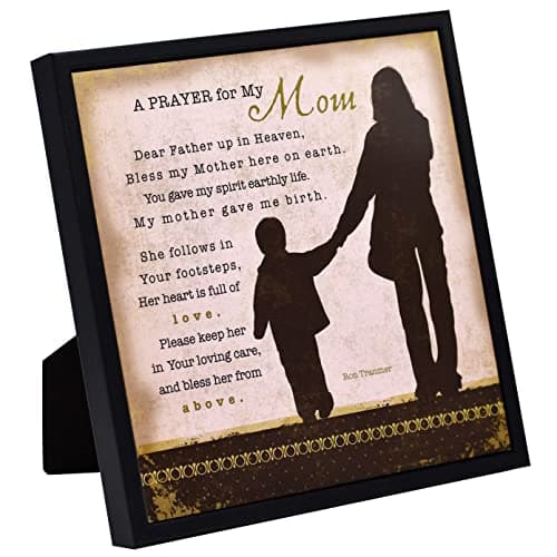 DEXSA Mom Prayer Wood Framed Plaque - Made in the USA - 7.5”x7.5” - Wall & Tabletop Decoration | Easel & Hanging Hook | Prayer for My Mom. Dear Father up in Heaven, Bless My Mother here on Earth