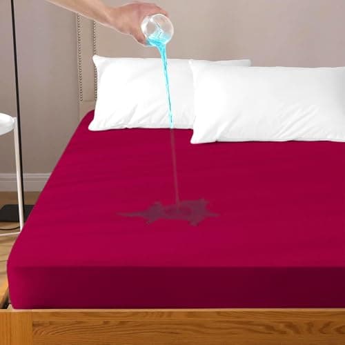 Daksh 100% Waterproof Mattress Protector Queen Size, Ultra Soft Cotton Feel Terry Mattress Cover, Breathable & Hypoallergenic Fitted Bed Protector Cover - 78"x60", 6.5x5 Feet, Queen Size, Maroon