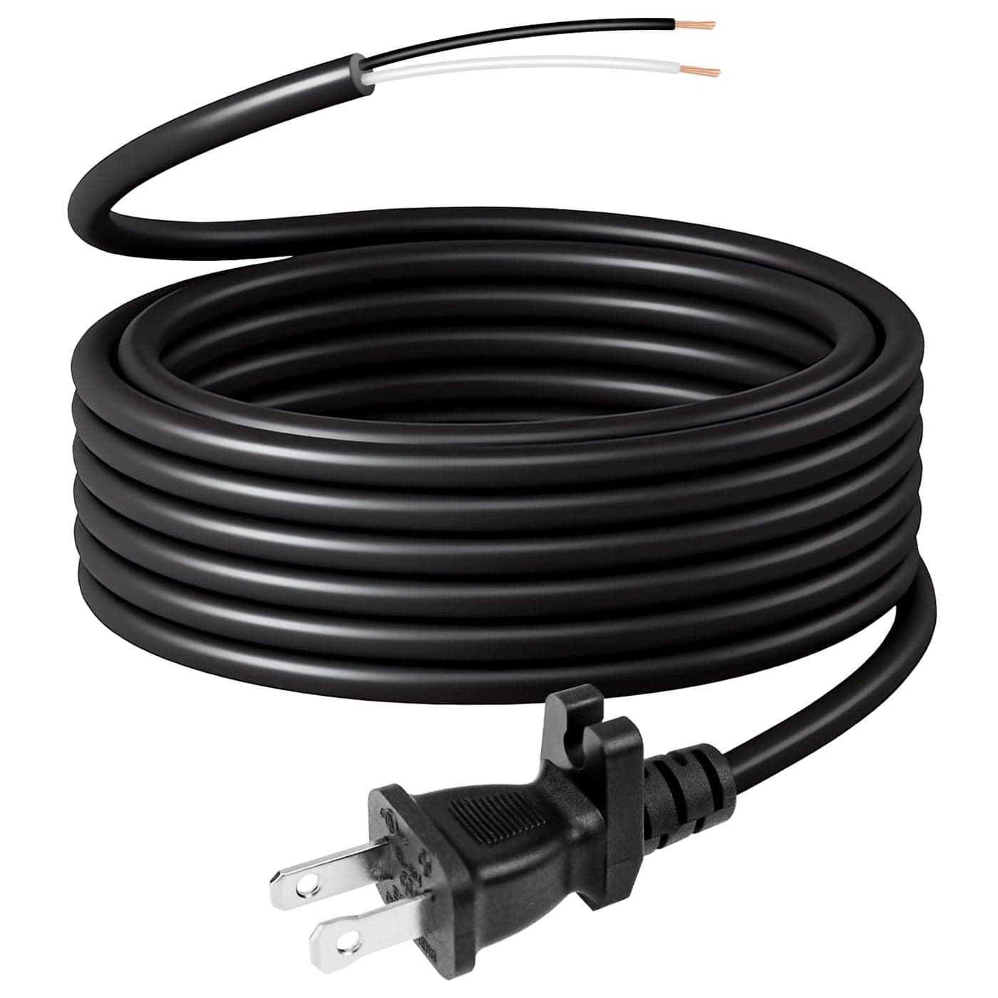 HASMX Vacuum Cleaner Power Supply Cord 30 Feet Length 18 Guage 2 Wire 2Prong Replacement Power Supply Cord Cable for All Upright Vacuums Eureka Sanitaire Bissell Black Color 1 Pack