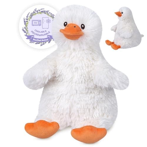 SuzziPals Coolable Heatable Duck Stuffed Animals Microwavable Stuffed Animal for Heat Therapy Stress Relief Cuddly Warm Duck Plush Toy Heating Pad Cute Duckling Gifts for Women Kids
