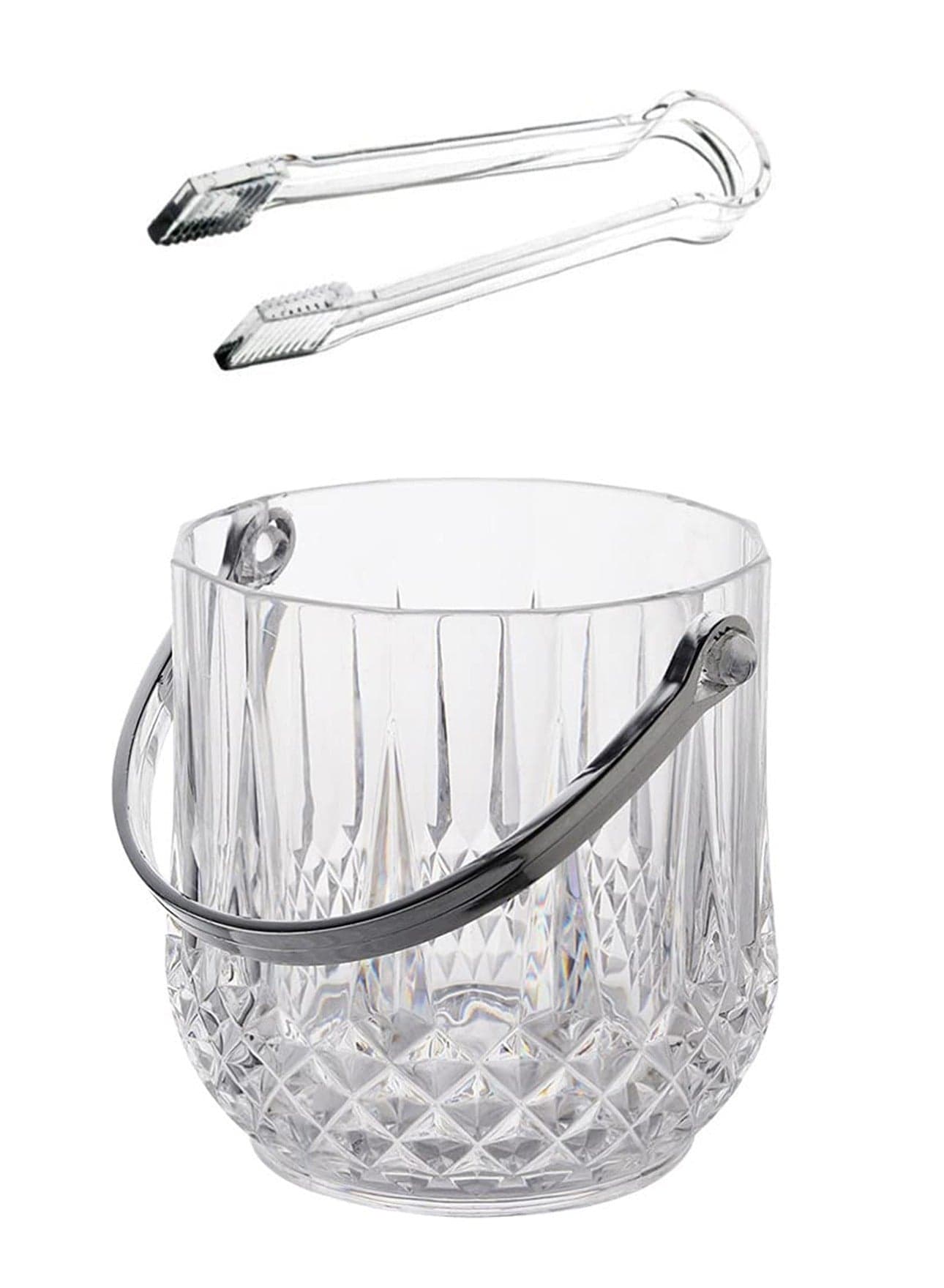 Ice Bucket, 2pcs Portable Ransparent Crystal Bucket with Clips Large Capacity Drinks for Dining Room, Kitchen, Home