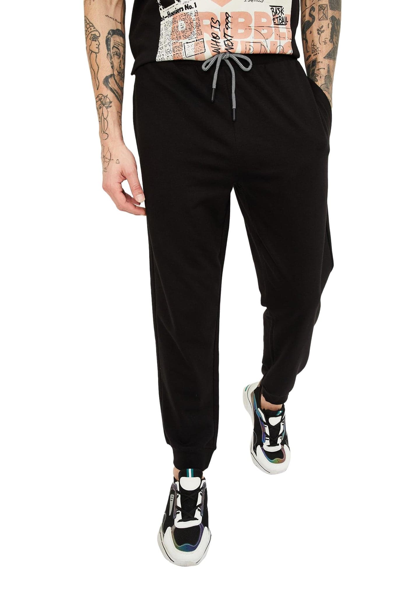 Max Men Mid Rise Solid Athleisure Joggers (SS24SLJTMOUP00BLACK)_XL