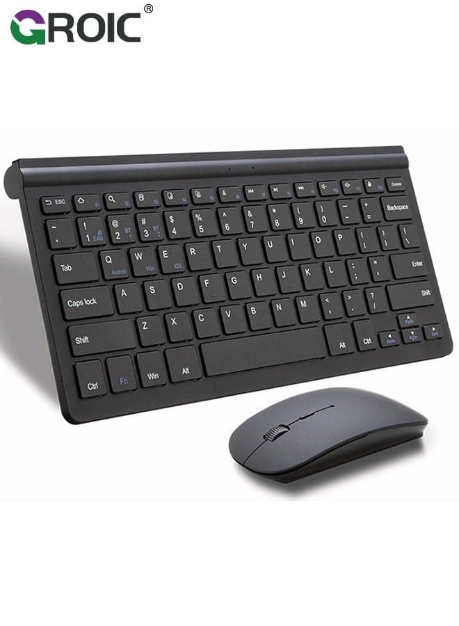 Mouse Keyboard Kit, Fully Slim Waterproof Back Design, Mute Button and Stand Design, with USB Plug and Play, for PC/Laptop, for Game, Home, Office