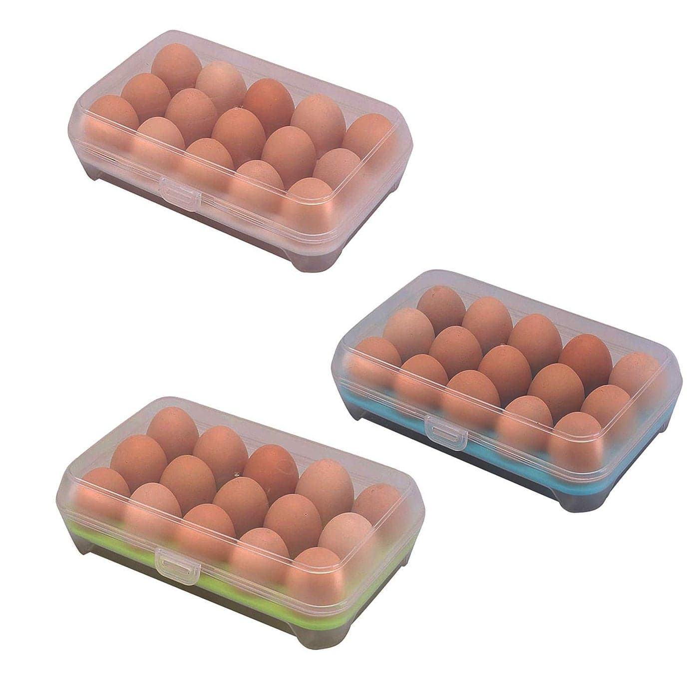 IKTU Egg Storage Box with Lid Capacity of 15 Eggs Transparent Strong Plastic Assorted Colour 1 Pieces