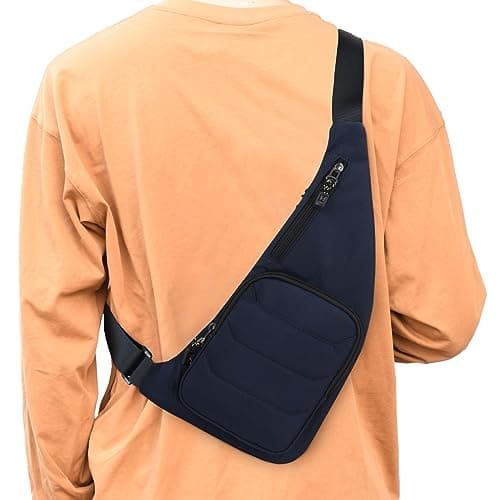 Peicees Waterresist Sling Bag Crossbody Bag for Men Slim Chest Backpack Man Purse Small Shoulder Bag for Travel Hiking