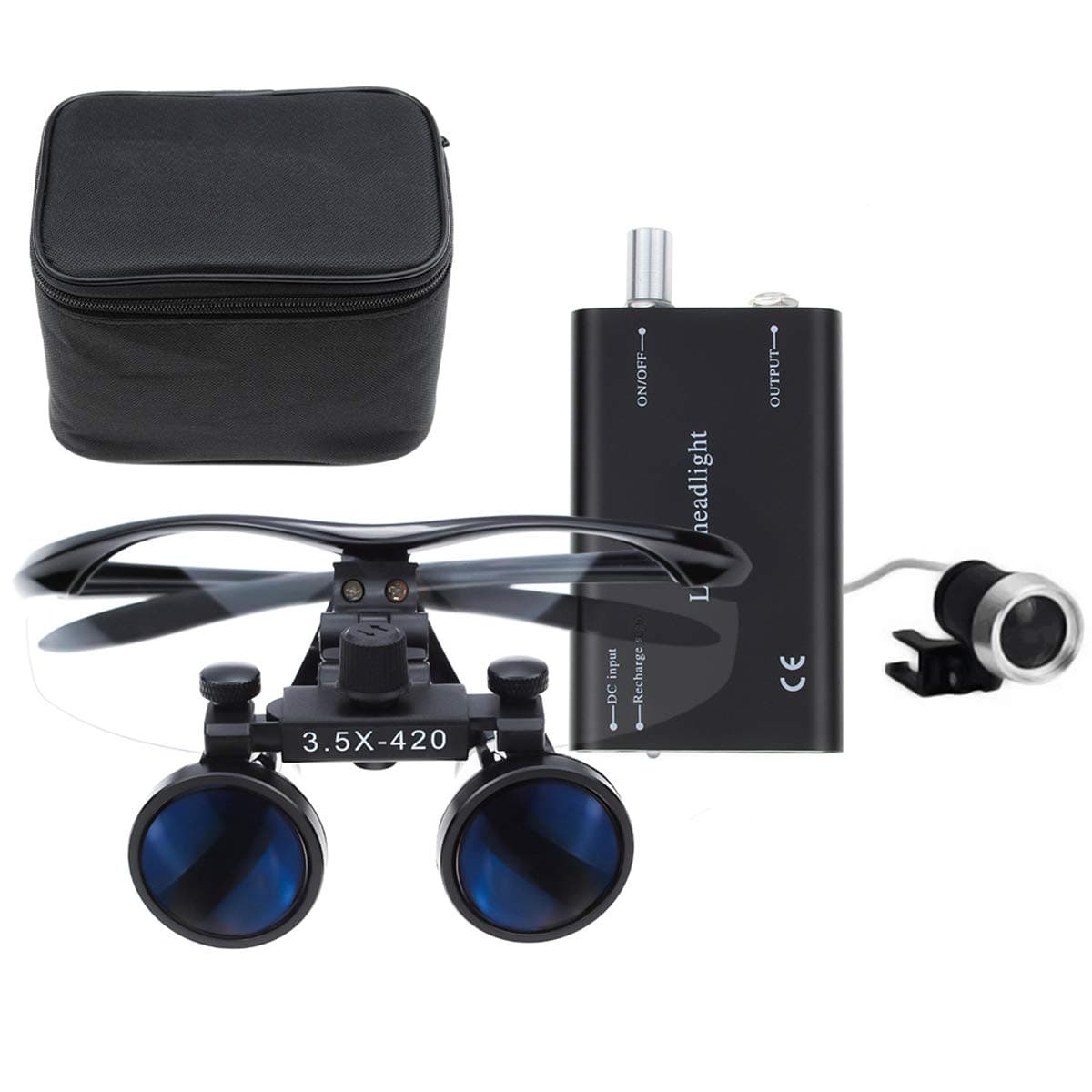 Bestlife 35x420mm DentaL Medical Binocular Loupes with Head light Lamp Black