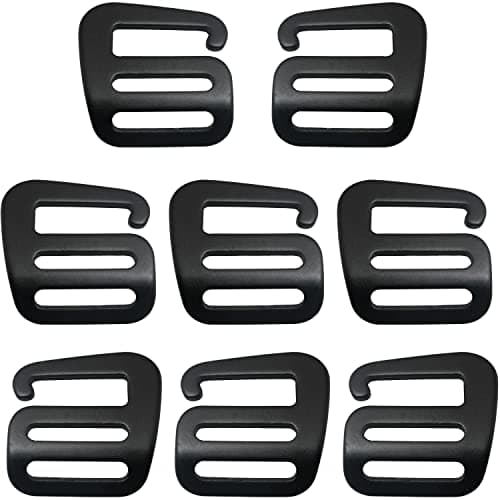 LUORNG 8PCS 4Pairs G-Hook Wave Buckles Backpack Strap Belt Hardware Carabiners Hook Outdoor Webbing Buckle Clips Adjustable Buckles Backpack Luggage Strap Webbing (4 Left + 4 Right)