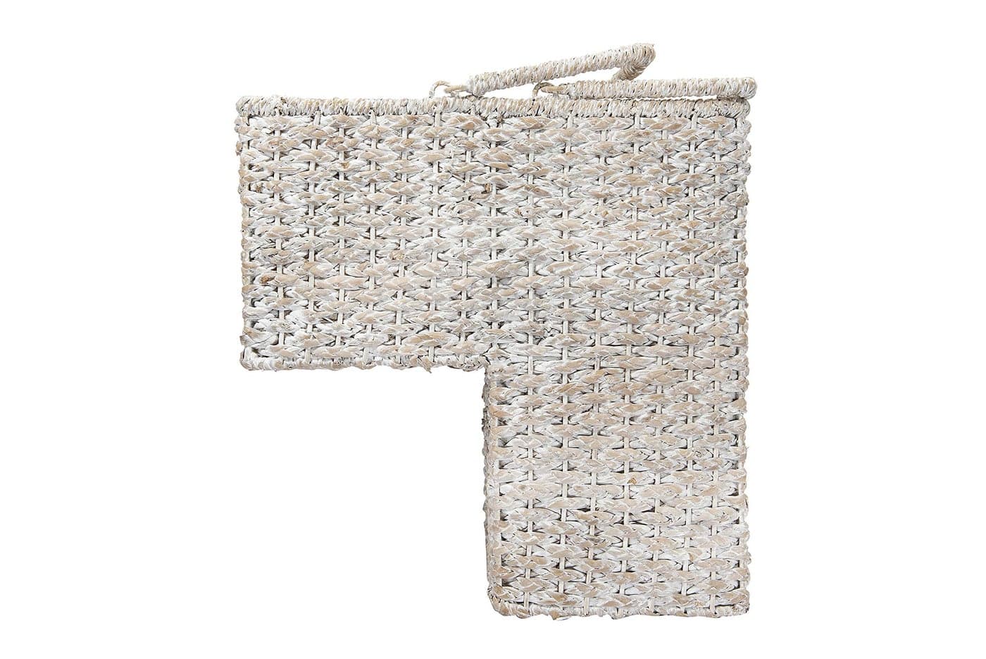 Creative CoOp Woven Bankuan Rope Stair Basket with Handles Whitewash Finish