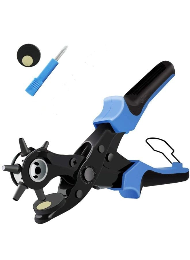 Leather Hole Punch Set for Belts Watch Bands Straps Dog Collars Saddles Shoes Fabric DIY Home or Craft Projects Super Heavy Duty Rotary Puncher Eyelet Pliers