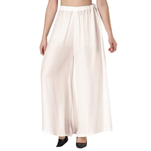 CoreFab Super Soft Flared Solid Loose Fit Rayon Sharara Pant Palazzo for Women's and Girl's_WH.34 White