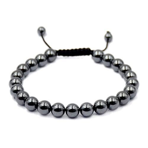 AD Beads Natural 8mm Gemstone Bracelets Healing Power Crystal Macrame Adjustable 7-9 Inch (Hematite)