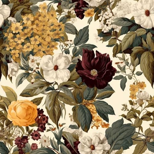 MAGAFA Vintage Hydrangeas Peel and Stick Small Marigolds Self Adhesive Waterproof Removable Decorative Vinyl Easy Peel Off Stick on Wall Paper for Living Room Bedroom Cabinets 1771 X 2362