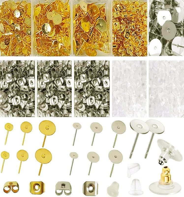 DIY Crafts 10x, Medium Post & Back Sets, Earring Posts and Backs, Earring Making Supplies with Earring Posts and Earring Backs for Studs, Earring Making Kit for D (10x, Medium Post & Back Sets)