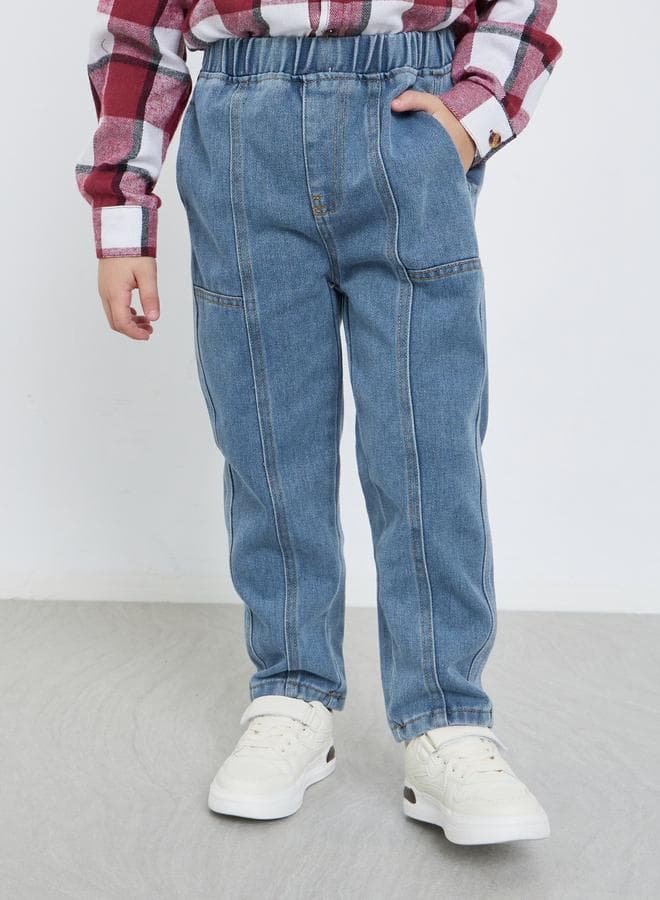 Plain Elastic Waist Jogger Fit Jeans — 4-5 YRS
