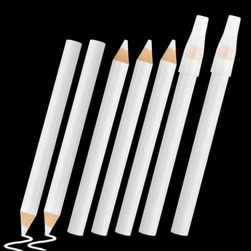 Notoke 7 PCS Washable Fabric Marking Pencils White Sewing Pencils with Tip Protectors for Tailoring Quilting Dressmaking DIY Craft Projects 875cm344 inch