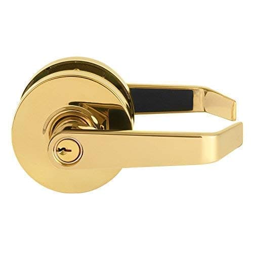 Lawrence Commercial Lever Door Lock Heavy Duty Locking Commercial Door Handle Keyed Entry Grade 2 Door Handle with Lock and Key Polished Brass EntranceKeylock Function Embassy Series