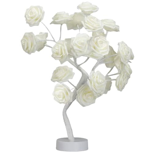 COLORLIFE Rose Lamp, Home Decor Tree with Lights, White