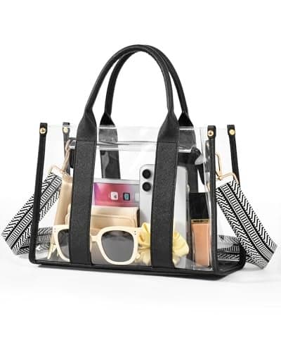BSVOG Clear Tote Bags for Women Clear Bag for Stadium Events with Adjustable Straps Handbag Purse for Sports Concert Work