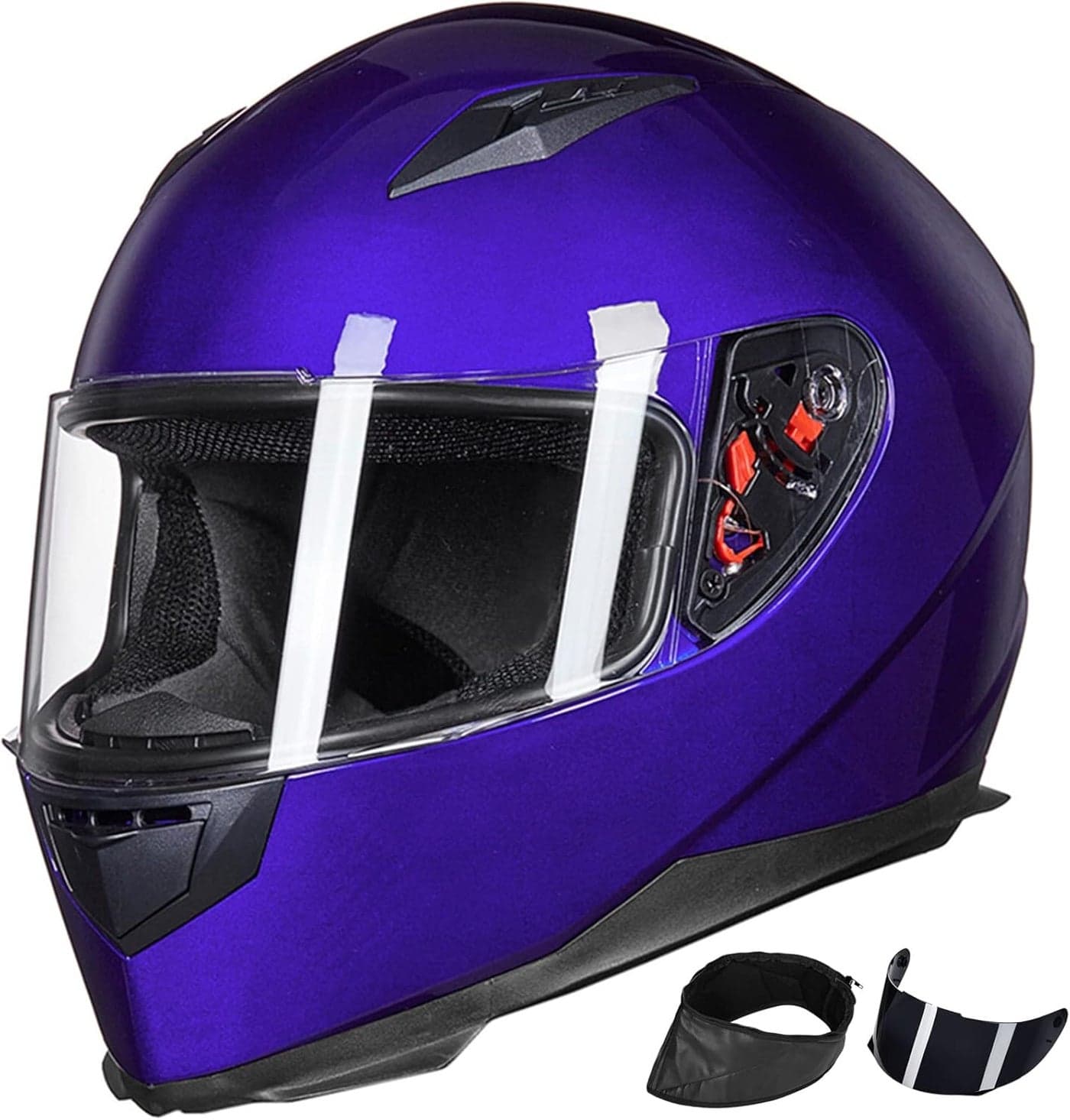 ILM Full Face Motorcycle Helmet with Removable Neck Scarf and 2 Visors - DOT Model JK313