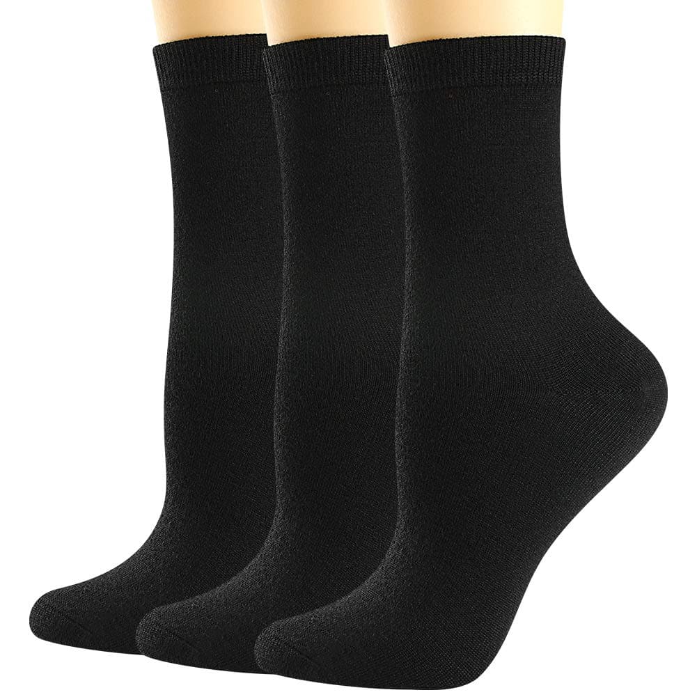 BISOUSOX Merino Wool Socks for Women Thin Black Womens Dress Socks Lightweight Crew Smart Wool Hiking Socks for Women