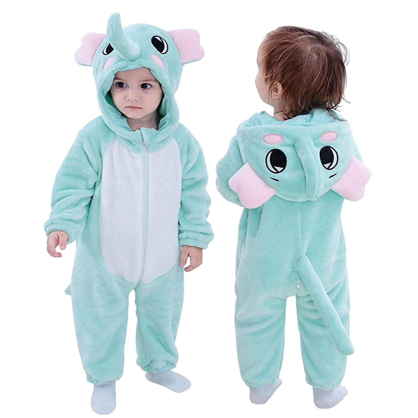 TONWHAR Kids And Toddlers Infant Tiger Dinosaur Animal Fancy Dress Costume Outfit Hooded Romper Jumpsuit 5THeight4346 Elephant