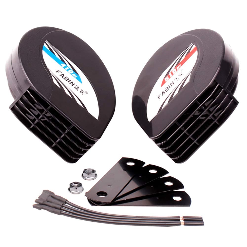 FARBIN Compact Horn 12V Waterproof Car Horns Loud DualTone Electric Snail Horn Kit Universal for Any 12V Vehicles
