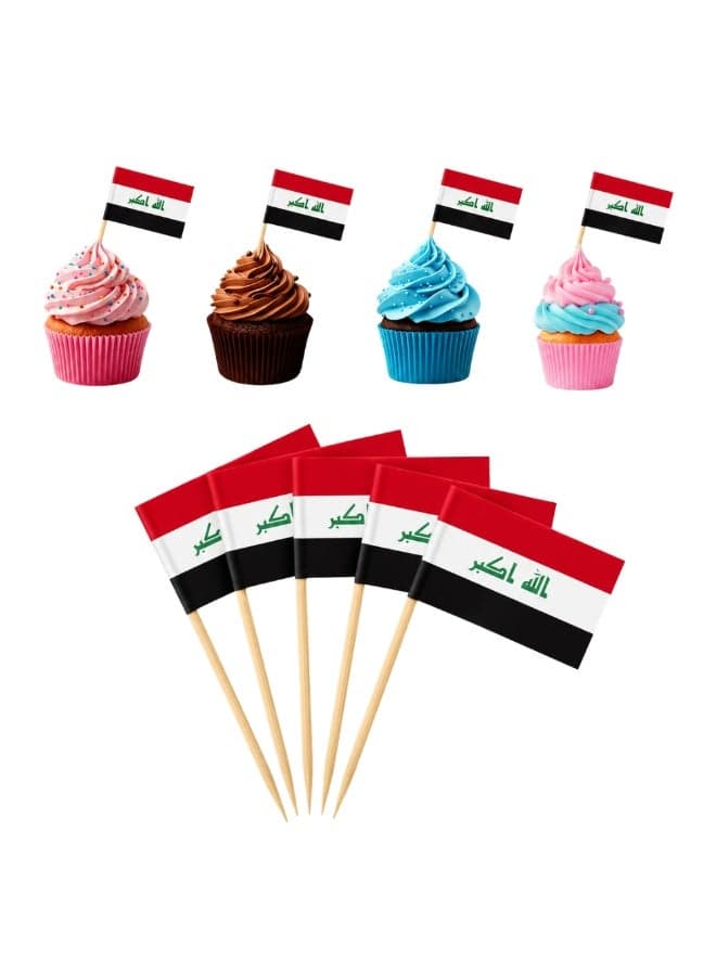 Football Cake Topper Set | 48 Country Flags | Pack of 50 Decorations (Iraq)