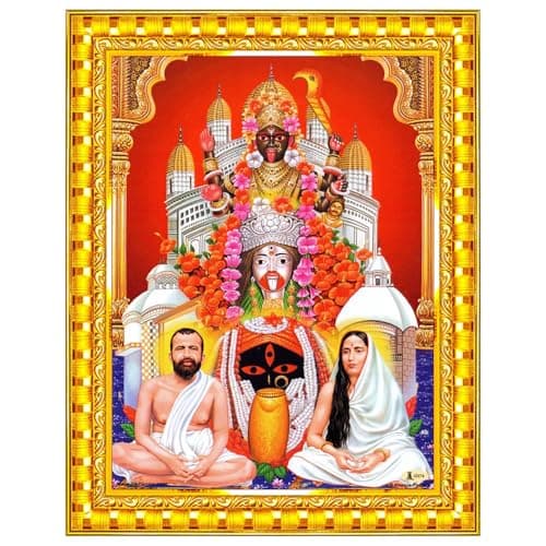 Pavan Photo Laminations Kolkata Kali Maa Mata Ramakrishna Paramahamsa Wall Painting Framed Home Decor (Wood,Acrylic,Gold,Small Size,6x8 Inch) R1202S