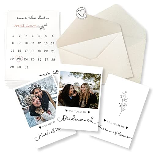 STOFINITY 11 Bridesmaid Proposal Card Set - 8 Will You Be My Bridesmaid Card, 2 Will You Be My Maid Of Honor, 1 Matron Of Honor Invitation, Asking Bridesmaid Proposal Gifts Ideas