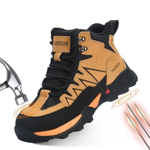 TAERDUN Steel Toe Work Boots for Men Safety Boots for Men with Slip Resistant, Comfortable Work Shoes for Construction, Industrial, and Outdoor Use,Botas DeTrabajo Para Hombre,T423