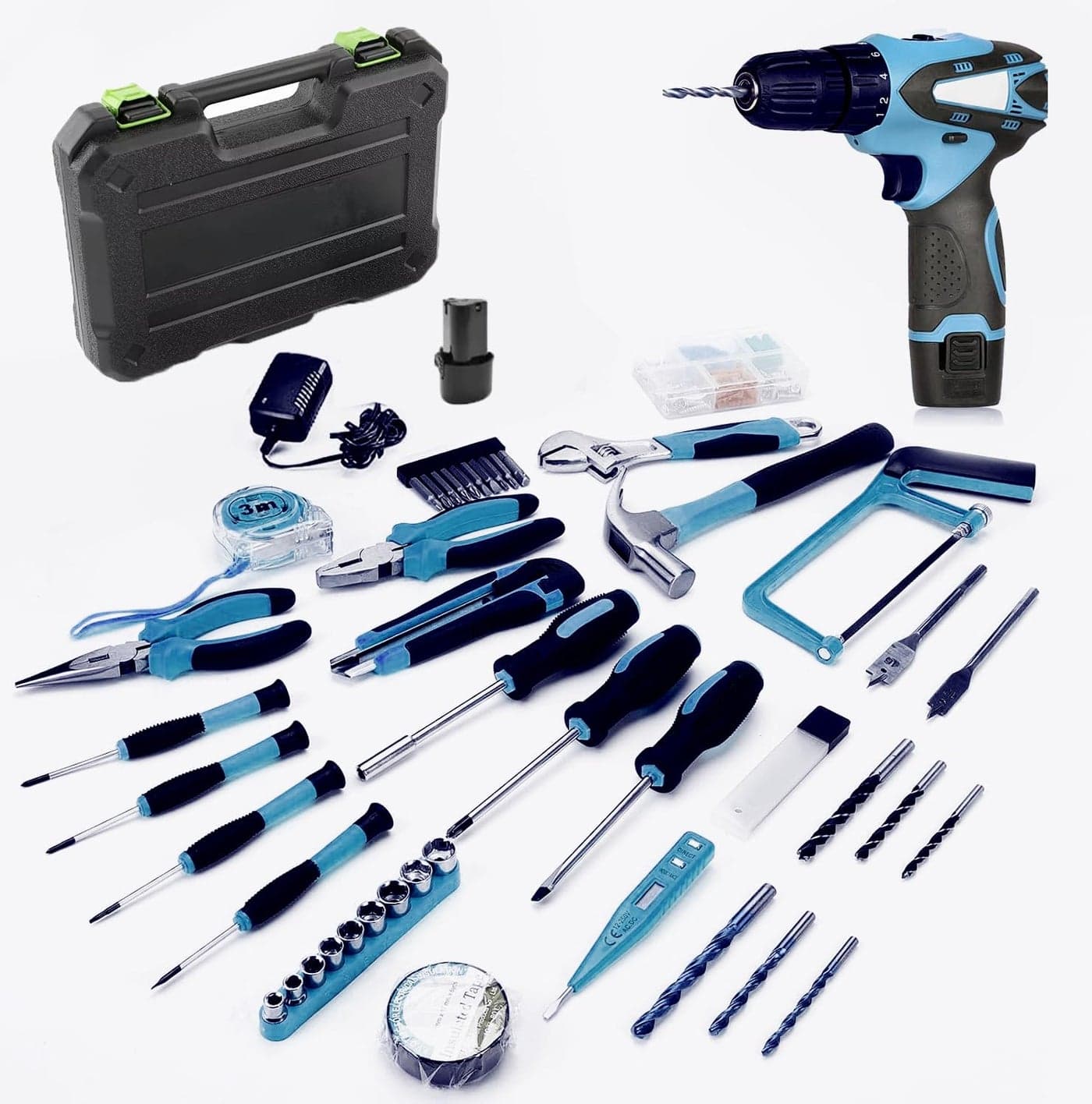 XOYO 12V Cordless Drill Super Combo Kit | 153 Pcs Tool Kit for Home, Professional Household Tool Sets for Home | Basic Tool Kit with Cordless Power Drill | Tool Set with Drill for Office/Home Repair