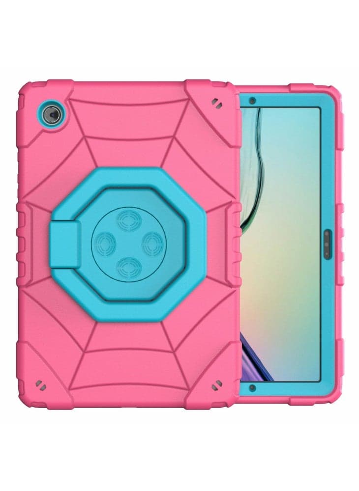 For Samsung Galaxy Tab A8 10.5 (2021)/(2022) Case Kickstand Spider Style PC+TPU Rugged Protective Cover - Rose+Blue