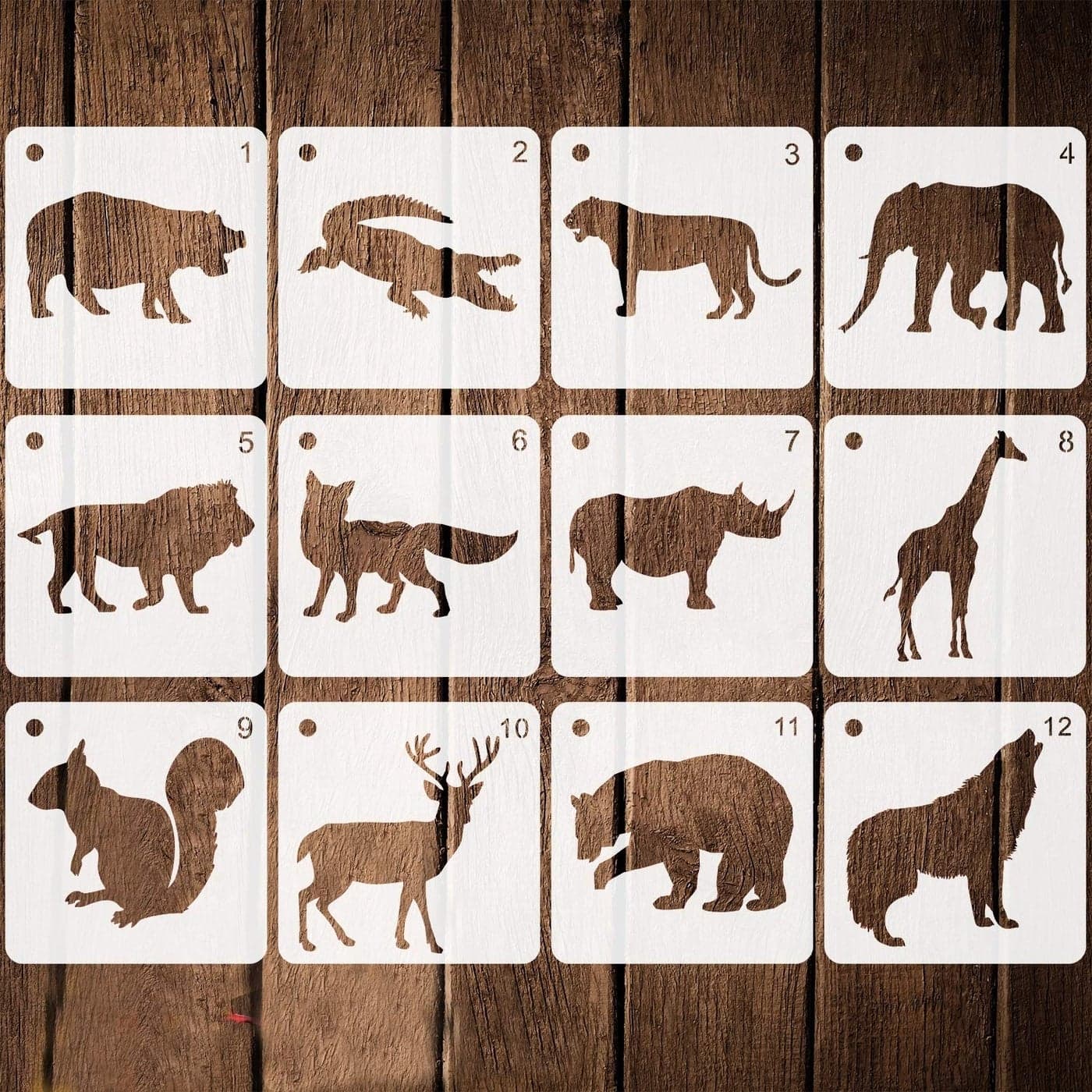 12 Pieces Animal Stencils Plastic Drawing Stencil Reusable Animal Template for DIY Crafts Painting Drawing