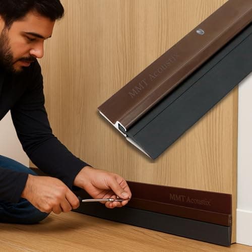 MMT® 36X1.5 Door Seal Bottom with Carbon Metal Seal Strip + Rubber Insulation| Door Stopper,Weatherproof,Soundproof,Anti Rust,10 Year Life,All Door Type|Brown Color with Carbon Screws(4Pcs)
