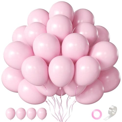 CVPARTYON Pink Balloons 60 PCS Light Pink Balloons 12 Inch Pastel Baby Pale Pink Balloon for Girls Women Birthday Party Baby Shower Gender Reveal Wedding Decoration