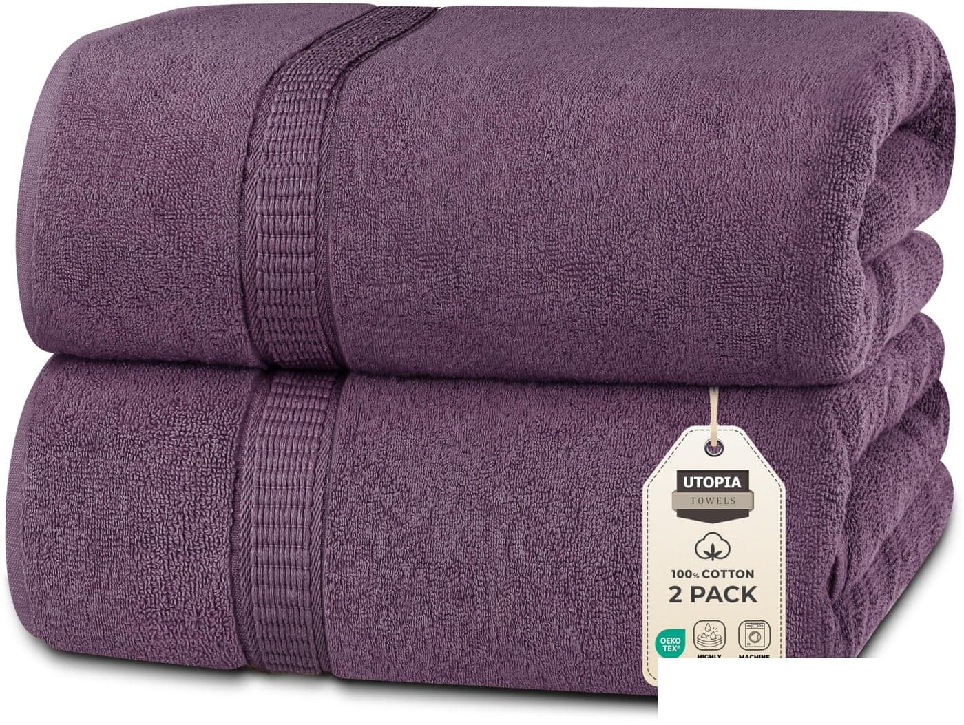 Utopia Towels Luxurious Jumbo Bath Sheet 2 Piece 600 GSM 35 by 70 Inches 100 Ring Spun Cotton Highly Absorbent and Quick Dry Extra Large Bath Towel Super Soft Towel Plum