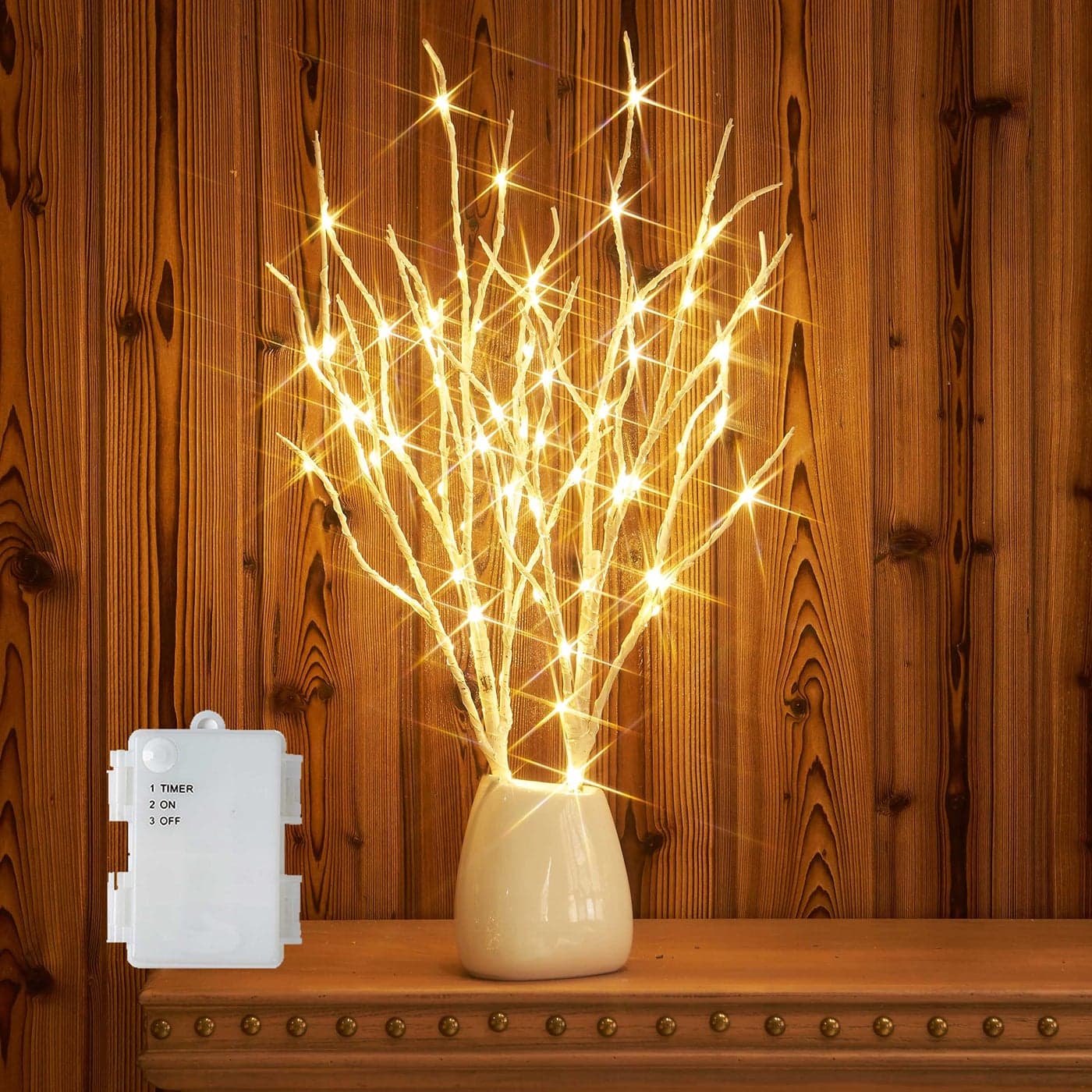 Hairui Lighted Birch Branches 18IN 70 White Willow LED Battery Operated with Timer Twig Lights for Summer Christmas Wedding Decoration Indoor OutdoorVase Excluded