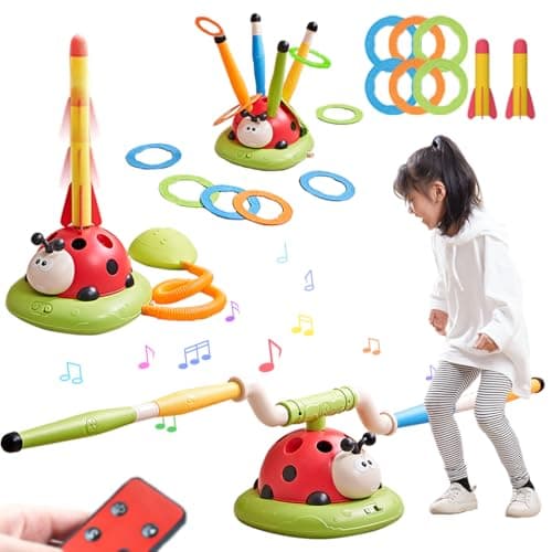 Pobaiyi 3 in 1 Musical Jump Toss Ring Game and Stomping Launch Rocket Launcher for Kids Outdoor Toys with Remote Control Indoor Outside Toy for Kids Ages 48 Toys for Ages 57 813 Birthday Gifts